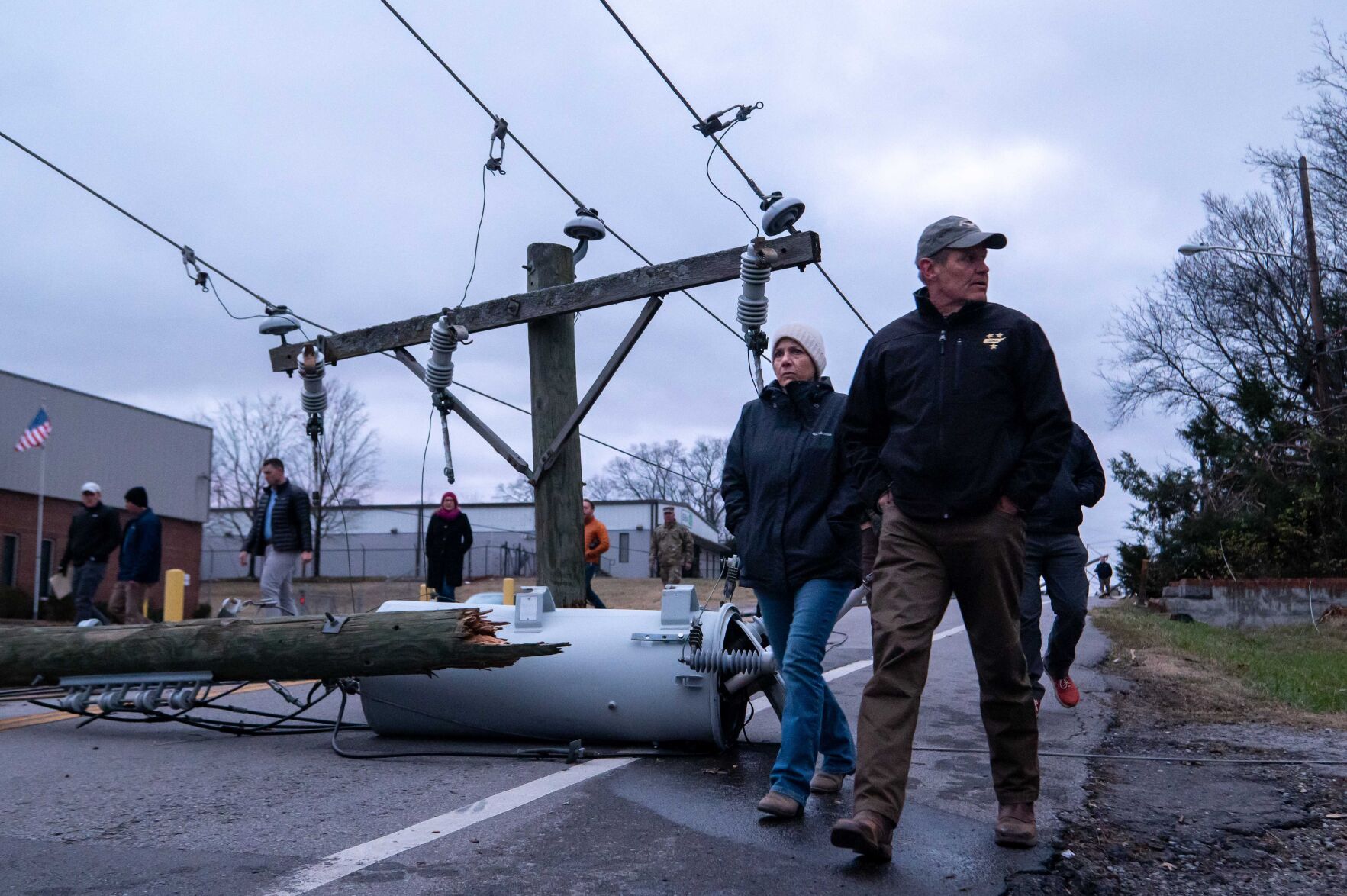 Gov. Bill Lee and his wife Maria survey tornado damage in Madison, Dec. 10, 2023